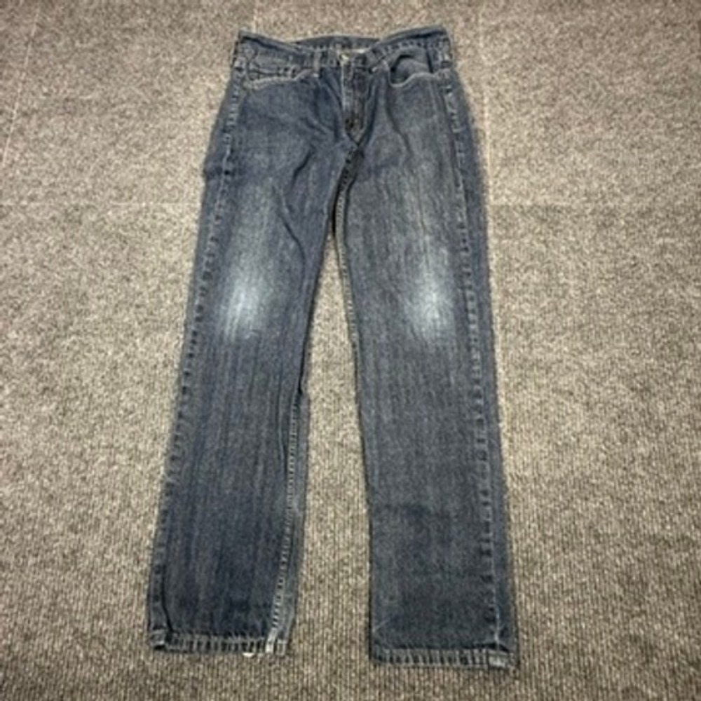 Levis 514 Straight Fit Mens Jeans Dark Wash W32 L32 00514-4010 Frayed Hem Lines